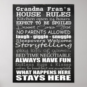 Poster As regras da casa da avó - quadro - personalizam!