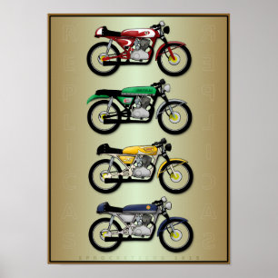 Pôster As réplicas (poster da arte da motocicleta do