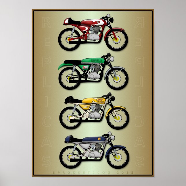 Pôster As réplicas (poster de moto de cafe racer) (Frente)