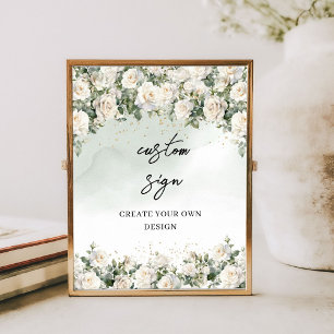 Poster As rosas brancas de aquarela criam seu próprio sin