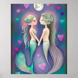 Poster As Sereias Bonitas adoram o presente do Dia do Nam