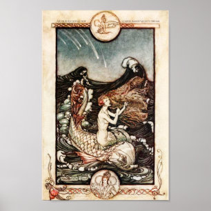 Pôster As sereias ideais Arthur Rackham de noite de