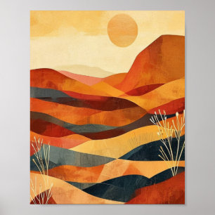 Poster As Silhuetas Rítmicas da Duna de Ócre Banhada pelo