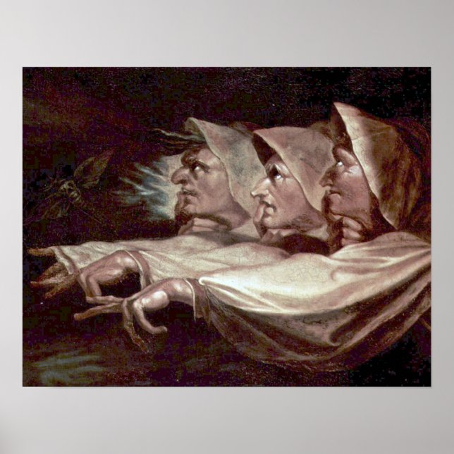 Poster As Três Bruxas de Henry Fuseli (Frente)