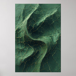 Poster As Veias Rachadas da Natureza: Uma Folha Verde Det