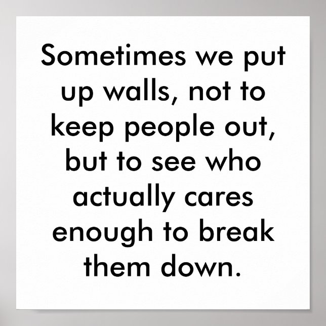 Poster Às vezes colocamos paredes, não para manter pessoa (Frente)