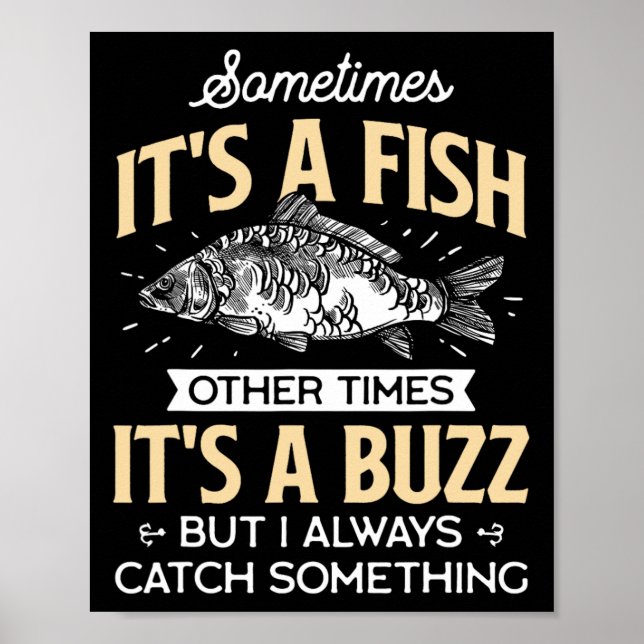 Poster Às Vezes É Um Peixe - Presente Engraçado de Piada  (Frente)