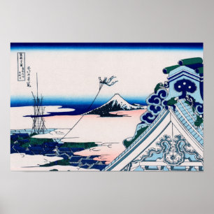 Poster Asakusa Hongan-ji Temple Hokusai Fine Japonês