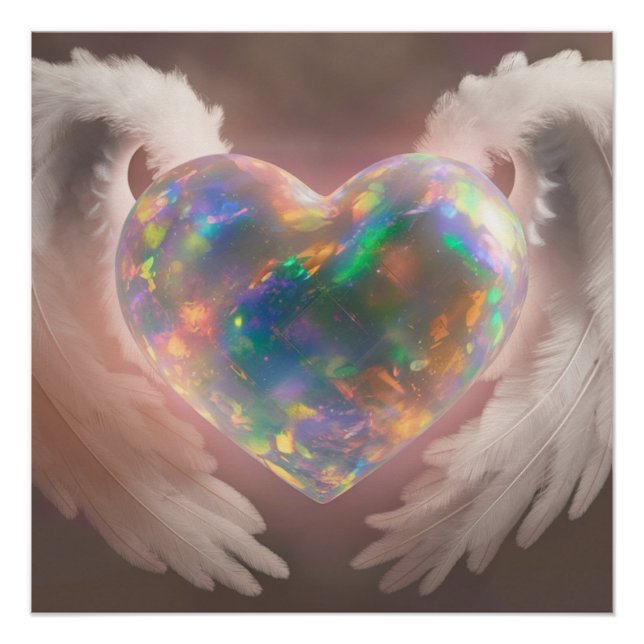 Pôster *~* Asas Anjos Flashy Opal Heart Wings AP78 (Frente)