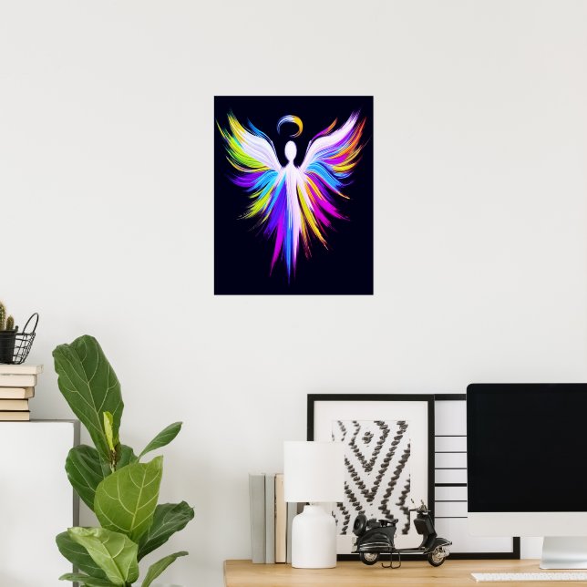 Poster Asas de Anjo de Arte Abstrata com Halo (Escritório em casa)