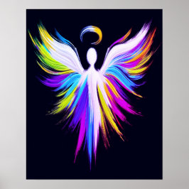 Poster Asas de Anjo de Arte Abstrata com Halo