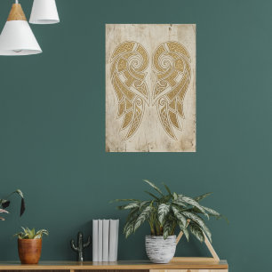 Poster Asas de Anjo Gêmeo Douradas Arte Espiritual Sagrad