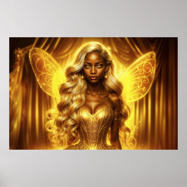 Poster Asas espumantes elegantes de fadas ouros entonadas