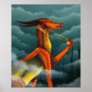 Poster Asas perigosas do cobrir de incêndio do dragão