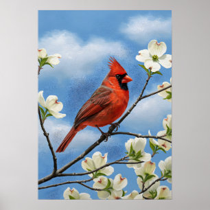 Poster Asas Vermelhas e Pétalas Brancas