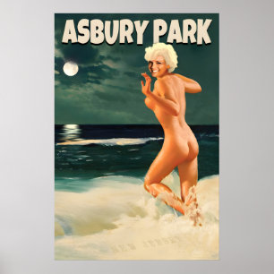 Poster Asbury Park Costa de New Jersey Marilyn Monroe Lua