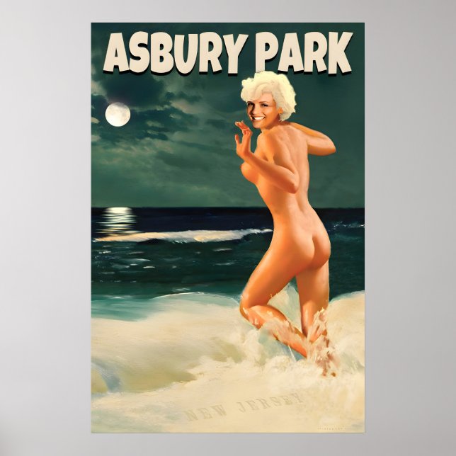 Poster Asbury Park Costa de New Jersey Marilyn Monroe Lua (Frente)