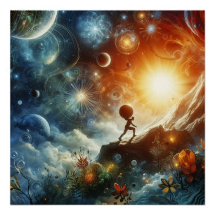 Pôster Ascensão Cósmica - Poster de Arte de Parede Surrea