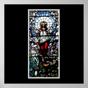 Poster Ascensão da janela de vitral de Jesus
