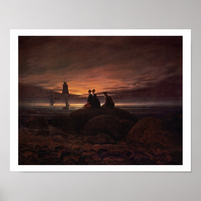 Poster Ascensão da lua sobre o mar, 1822 (óleo na canvas) (Frente)