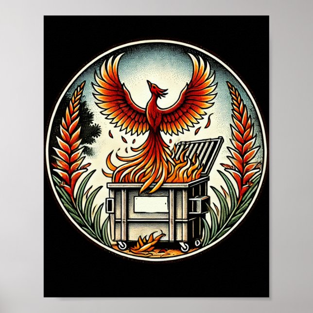 Poster Ascensão de Phoenix das Cinzas de Fogo de Dumpster (Frente)