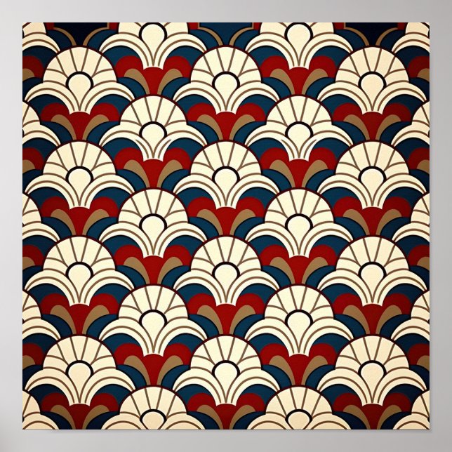 Poster Ascensão do sol branco sobre o padrão de abstrato  (Frente)