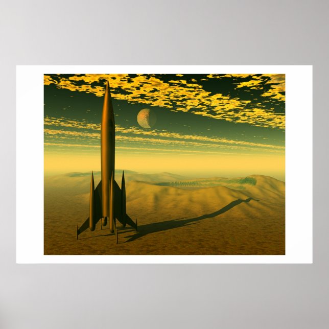 Poster Ascensão Mercúrio Sobre Crateras Venusianas (Frente)