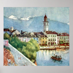 Pôster Ascona no lago Maggiore, Suiça 1918. Anon. G