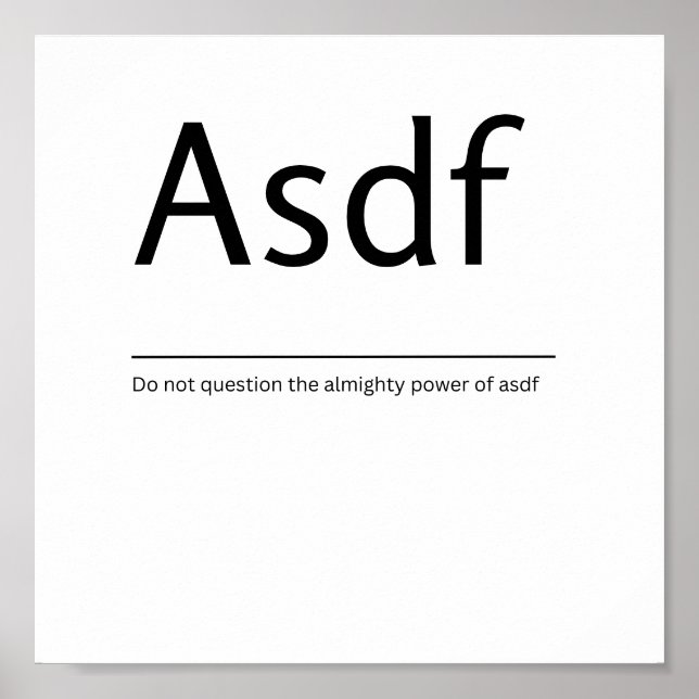 Poster Asdf Dictionary Definition Engraçado Cote Art Impr (Frente)