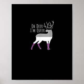 Poster Asexual Flag Oh Deer Queer Pride Funny LGBT Design