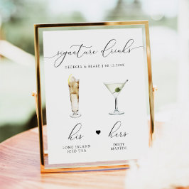 Poster ASHER Elegant Watercolor Cocktail Signature Beber