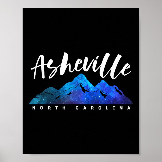 Poster Asheville North Carolina Camping Hiking Skiing Fam (Frente)