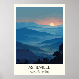 Poster Asheville North Carolina Vintage Blue Ridge Art