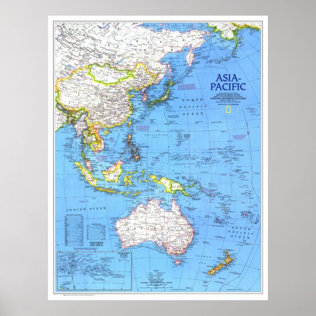 Poster " Ásia: 1989 - Mapa detalhado do PACIFIC ... (Frente)