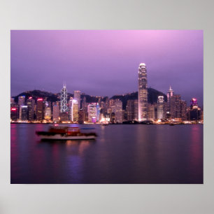 Pôster Ásia, China, Hong Kong, horizonte da cidade e