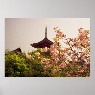 Poster Asia, Japan, Kyoto, Kiyomizu temple in spring