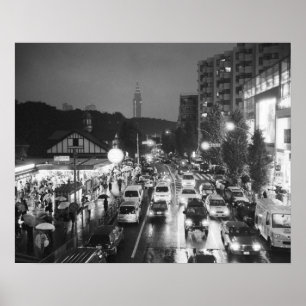 Pôster Ásia, Japão, Tóquio. Noite, Estação Harajuku,