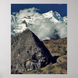 Pôster Ásia, Nepal, Sagarmatha NP. Uma oração budista