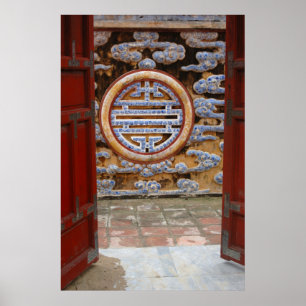 Pôster Ásia, Vietname. Muro de ornamentado na Citadel