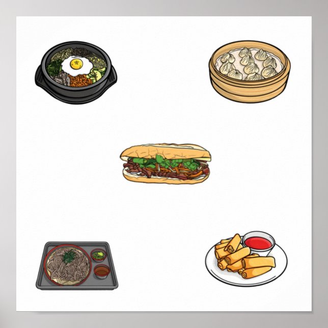 Poster Asian food collection (Frente)