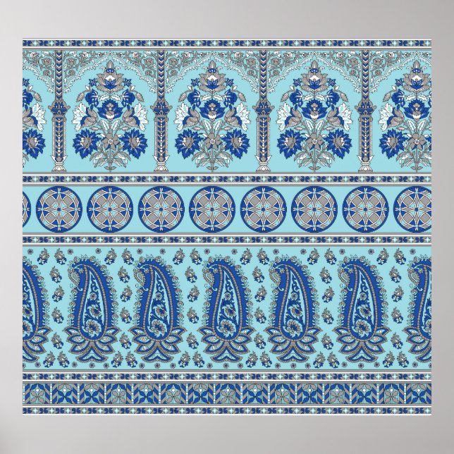 Poster Asian Paisley Border: Design tradicional. (Frente)