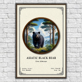 Poster Asiatic Black Bear Zoology Series