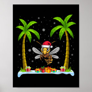 Poster Asiático Gigante Hornet Santa Hat Palm Tree Beach