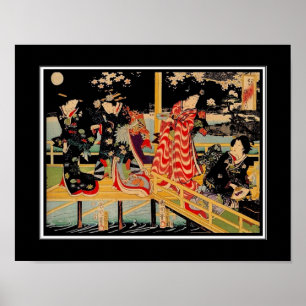 Poster Asiático Vintage Art Utagawa Kunichika Japã