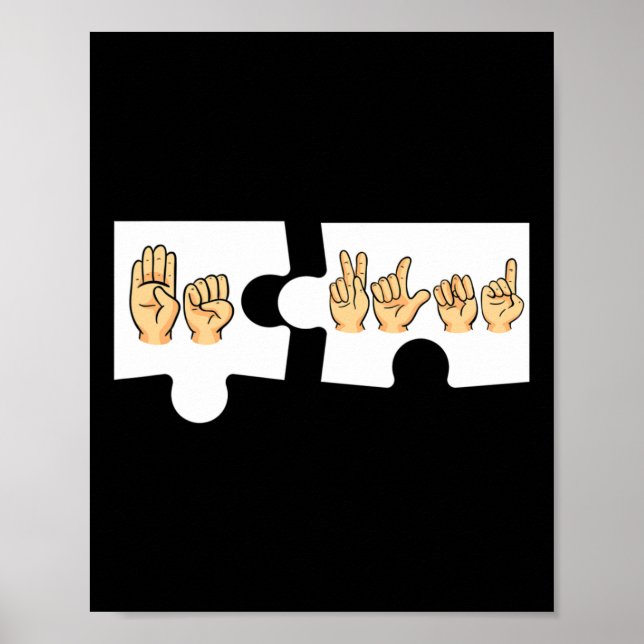 Poster ASL Alphabet American Sing Language ASL Professor  (Frente)