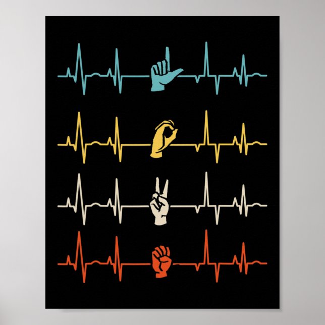 Poster Asl Alphabet American Sing Language Asl Teacher He (Frente)