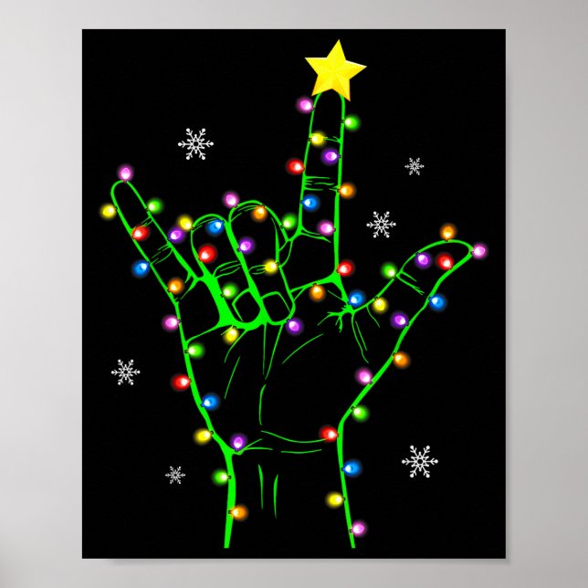 Poster Asl Christmas Christmas Tree Lights American Sign  (Frente)