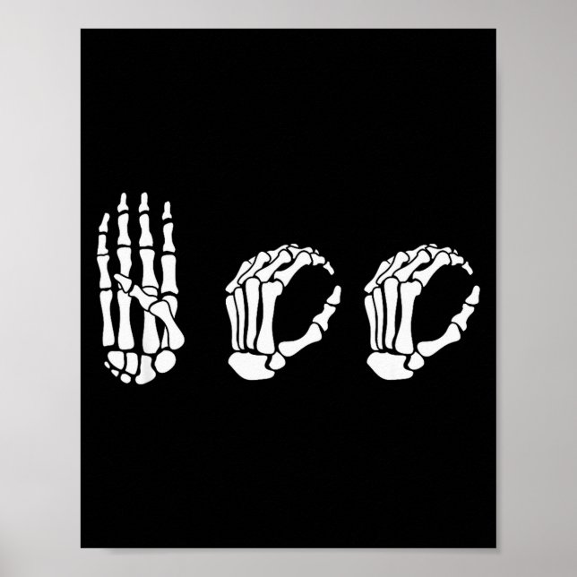 Poster Asl Halloween Skeleton Hand American Sign Language (Frente)