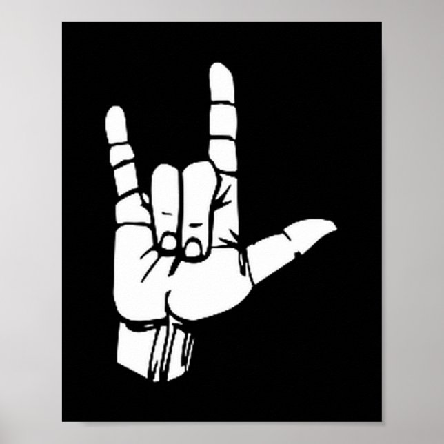 Poster Asl I Love You Gift American Sign Language Tee Pre (Frente)