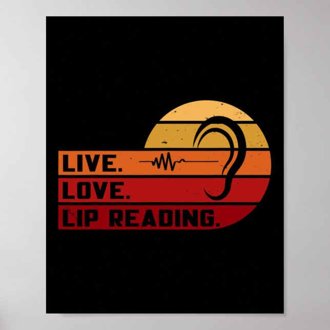 Poster ASL Live Love Lip Lading Sign Language (Linguagem  (Frente)